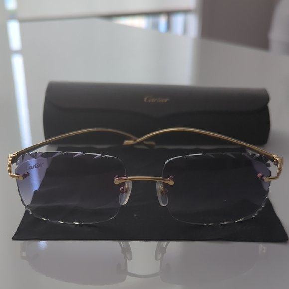 Cartier Unisex Gold Frame Sunglasses with Dark Lenses - Picture 2 of 5